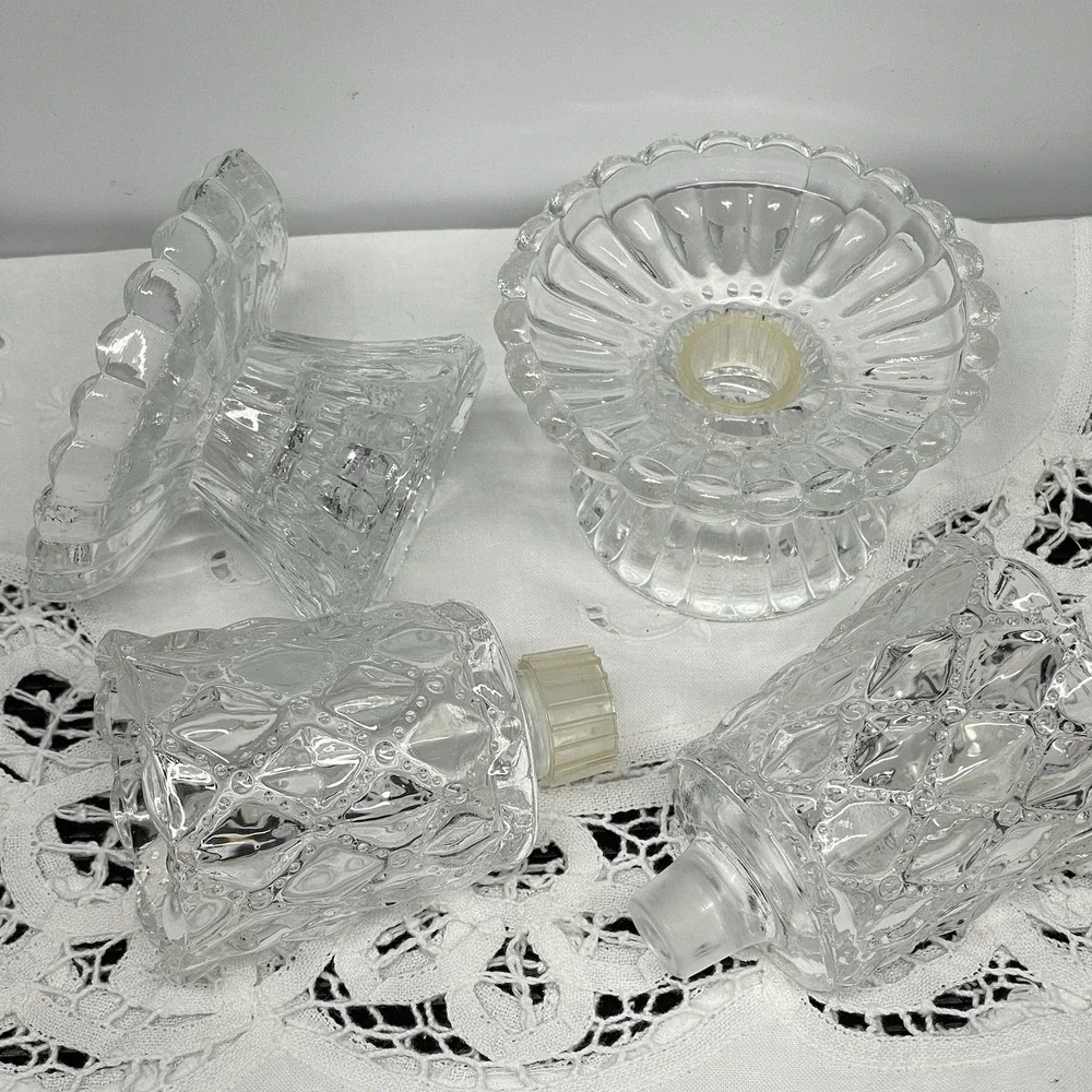 Vintage PartyLite Quilted Crystal Votive Candle Holder Pair Original Box P9246 - Picture 5 of 13